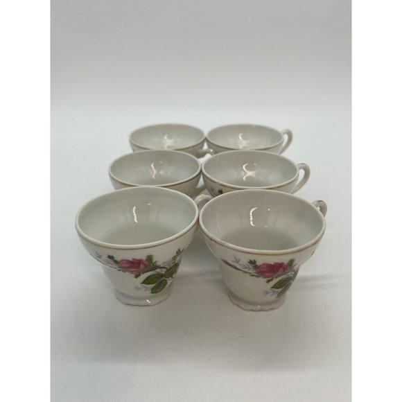 Set of 6 PorcelainTea Cups with Pink Roses Made in Japan - Picture 5 of 11